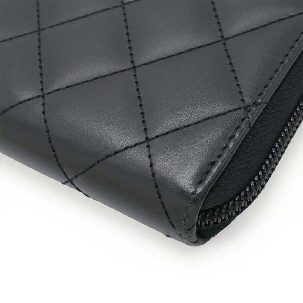 CHANEL Authentic Black Leather Logo Wallet - Picture 4 of 10